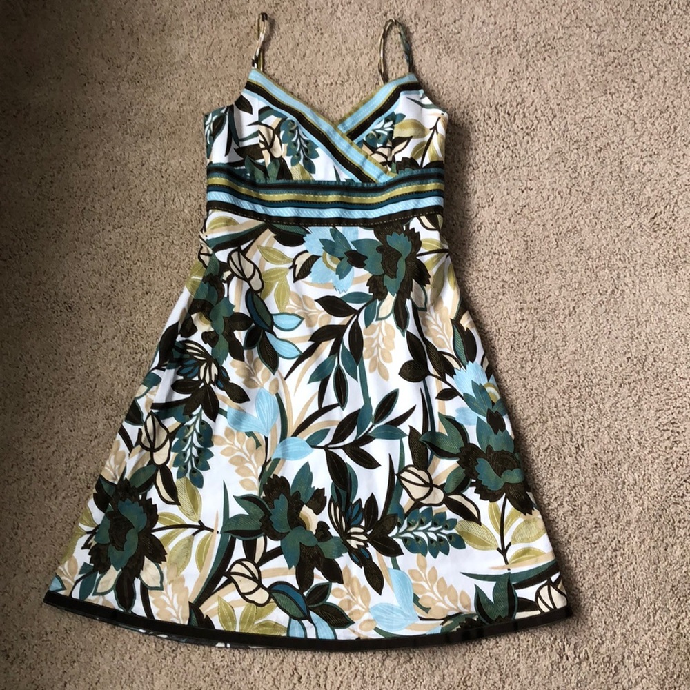 Brown/green spaghetti strap dress